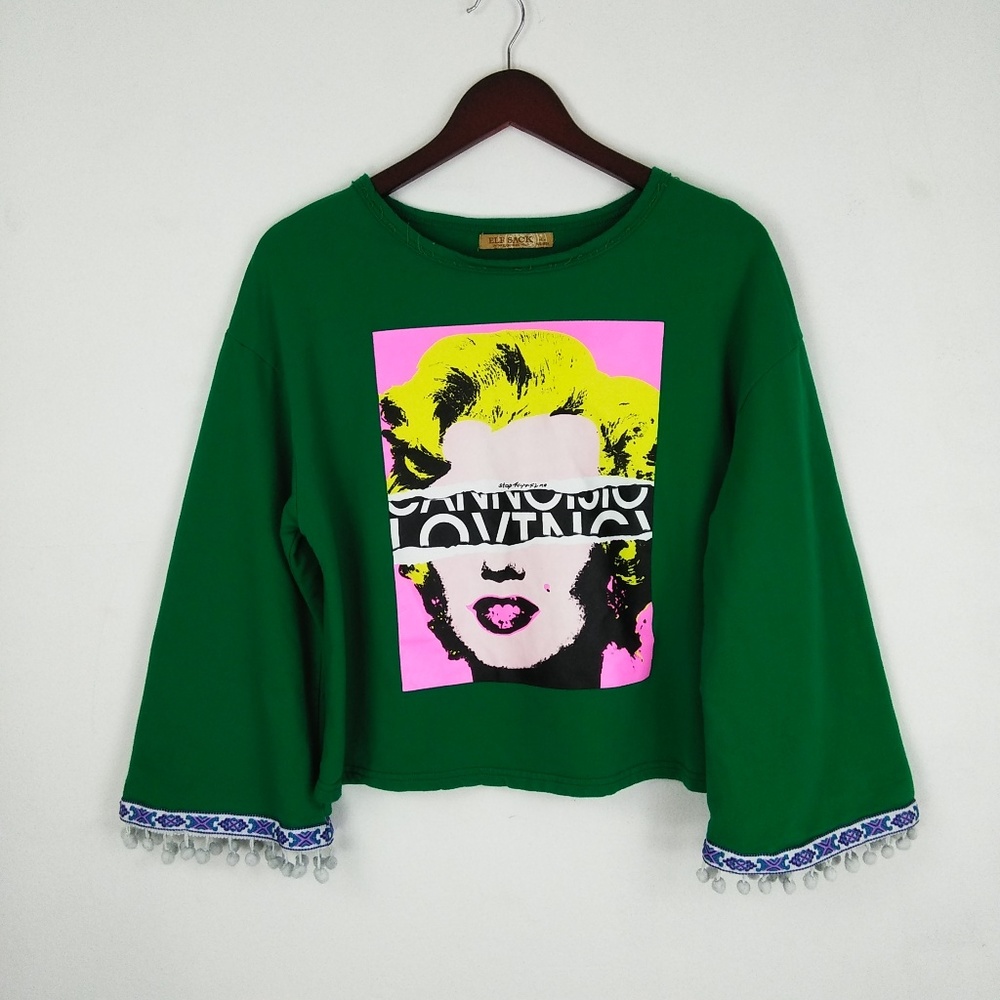 Modern Boho Crop Sweater - Large